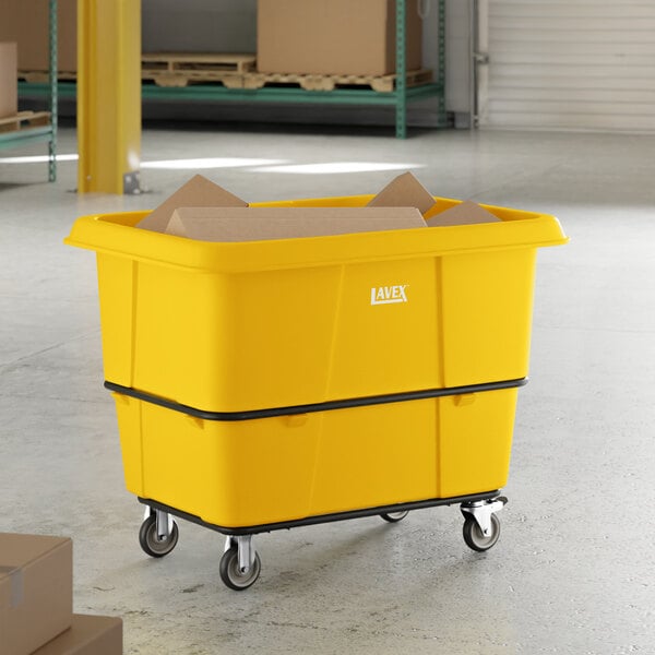 Lavex 20 Cubic Foot Yellow Cube Truck (1200 lb. Capacity)