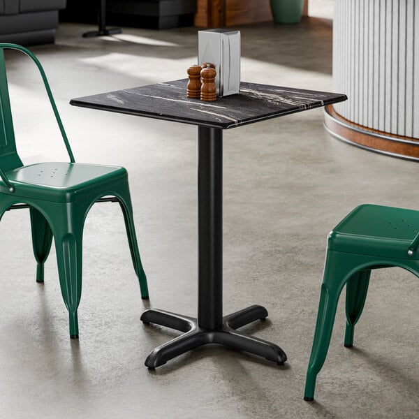 Lancaster Table & Seating Excalibur 24" x 24" Square Standard Height Table with Smooth Letizia Finish and Cross Base Plate