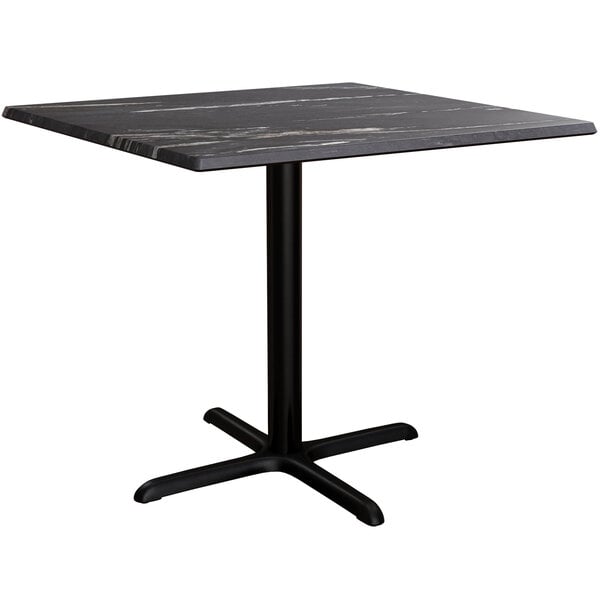 a black table with a black base
