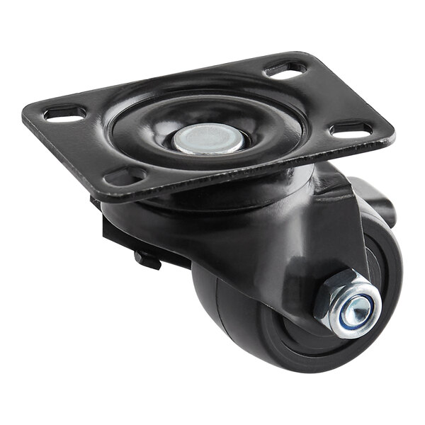 A black swivel plate caster with a brake, designed for use with Avantco BMAC-26HC, WMAC-26HC, and MCAC-36 Series equipment.