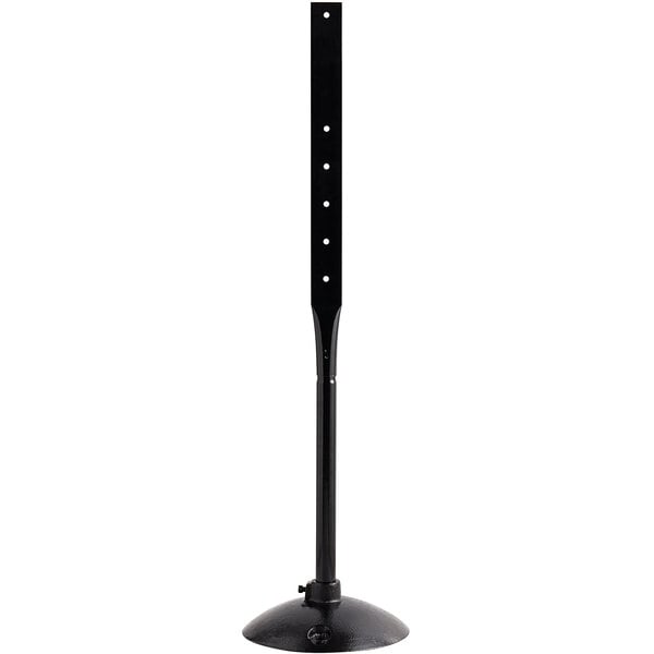 A black metal Lavex post with weighted base.