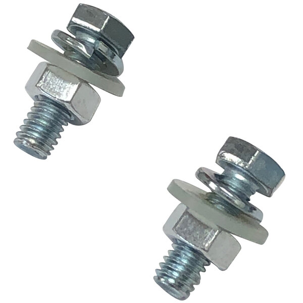 A couple of bolts with nuts on them.