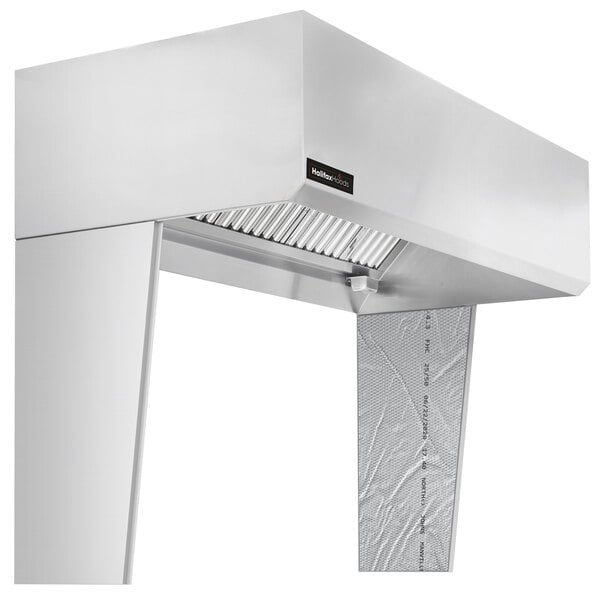 A set of Halifax metal half insulated curtains for rectangular vent hoods.