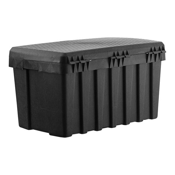 A black plastic Contico TuffBin toolbox with a lid and two handles.