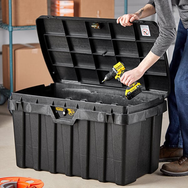 Contico 3725 Pro TuffBin 36 3/4" x 22 3/4" x 20 1/4" 50 Gallon Black Polypropylene Toolbox with Keyed Lock