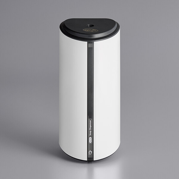A white cylinder with a black lid.