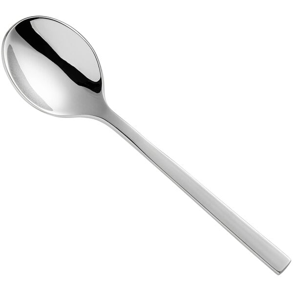 A Hepp by Bauscher stainless steel demitasse spoon with a long handle and a silver spoon bowl.