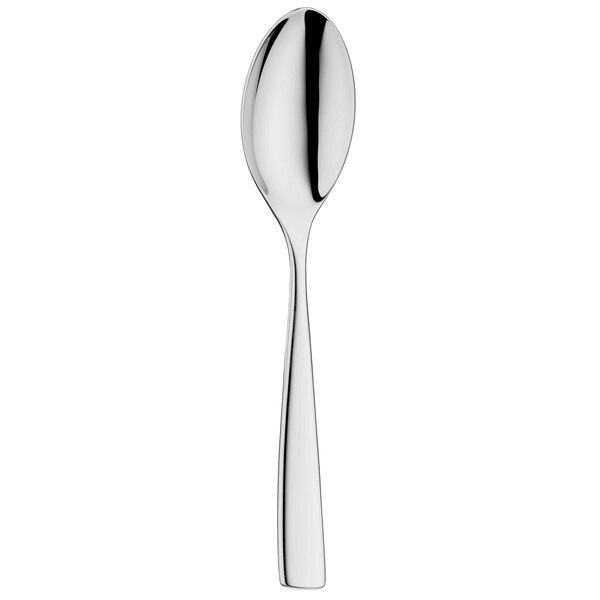 A WMF by BauscherHepp stainless steel serving spoon with a long handle and a silver spoon bowl.