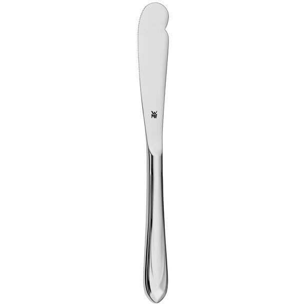 A WMF by BauscherHepp stainless steel bread and butter knife with a silver handle.