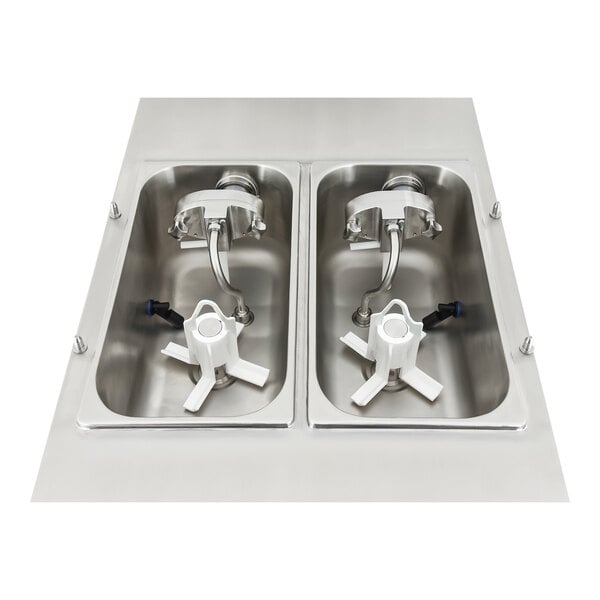 Spaceman 6250A-C Pressurized Dual Flavor Twin Twist Free-Standing Soft Serve Ice Cream Machine with 2 Hoppers and 3 Dispensers - 208-230V