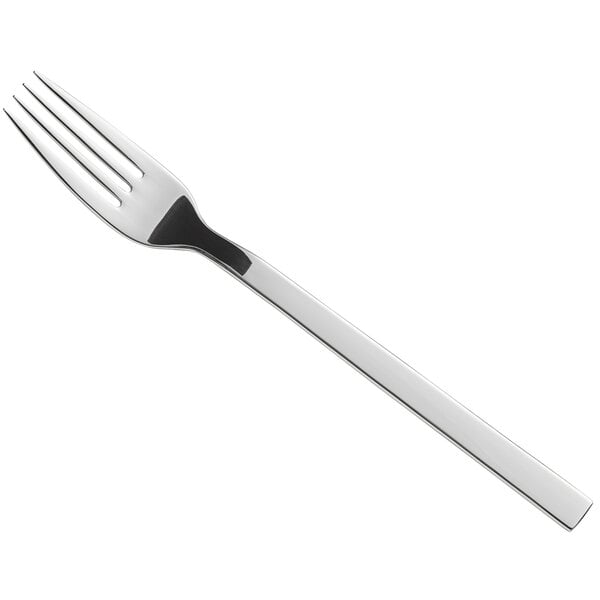 a silver fork on a white background