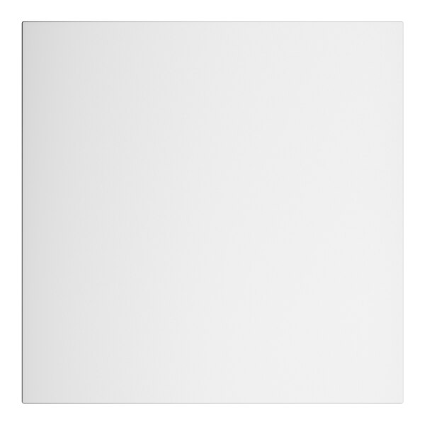 A white square Lancaster Table and Seating outdoor table.