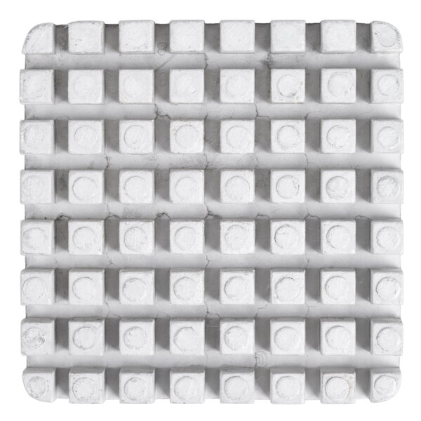 A white square with a black border and a white circle inside.