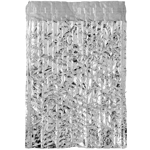 A Lavex silver foil bubble mailer with a white background.