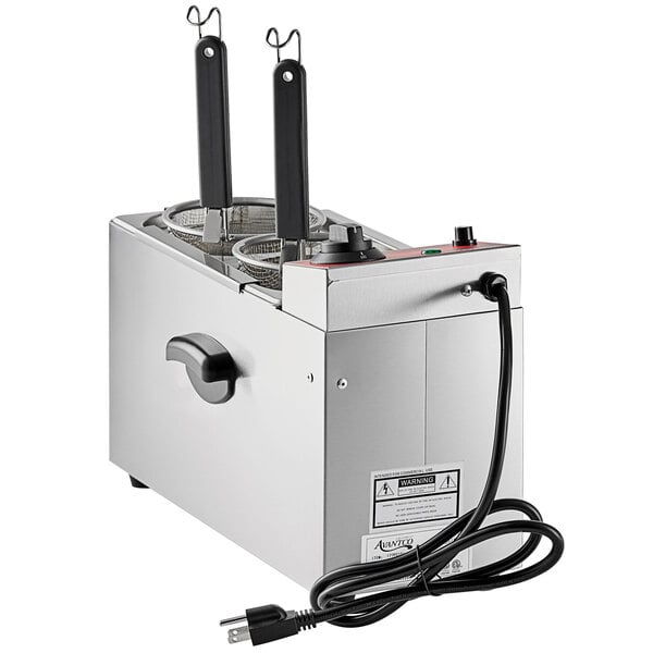 An Avantco countertop electric pasta cooker with two handles.