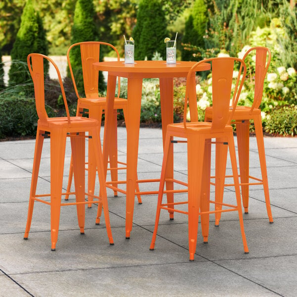 Outdoor Bar Height Table, Wide Seat Outdoor Bar Stools