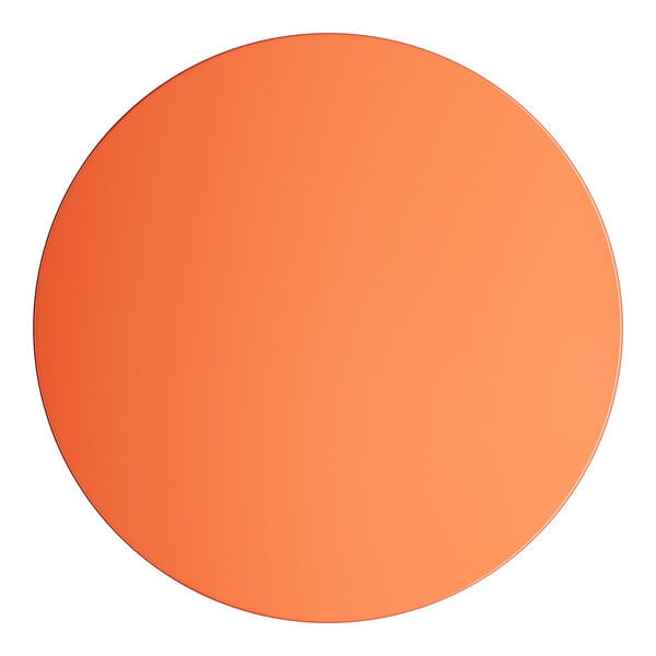 A close up of a Lancaster Table & Seating round orange table top.