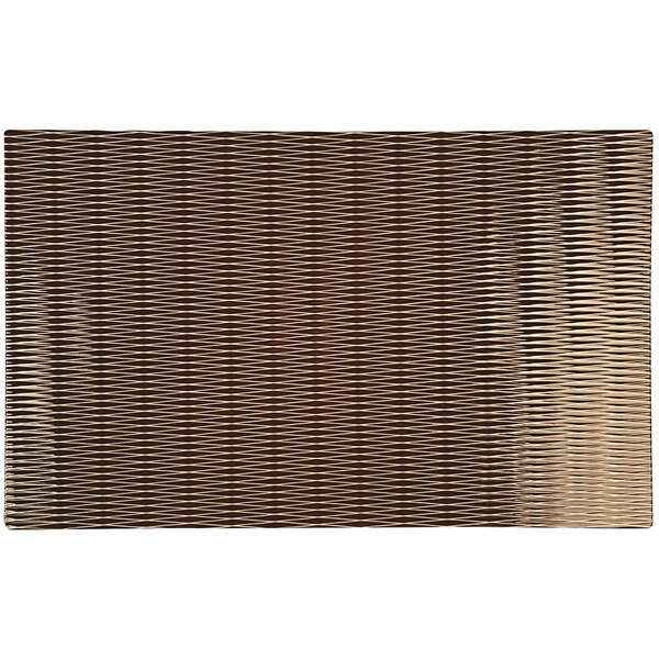 A brown textured melamine platter with a pattern.