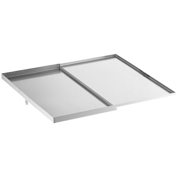 A Regency stainless steel beer box lid with two compartments.