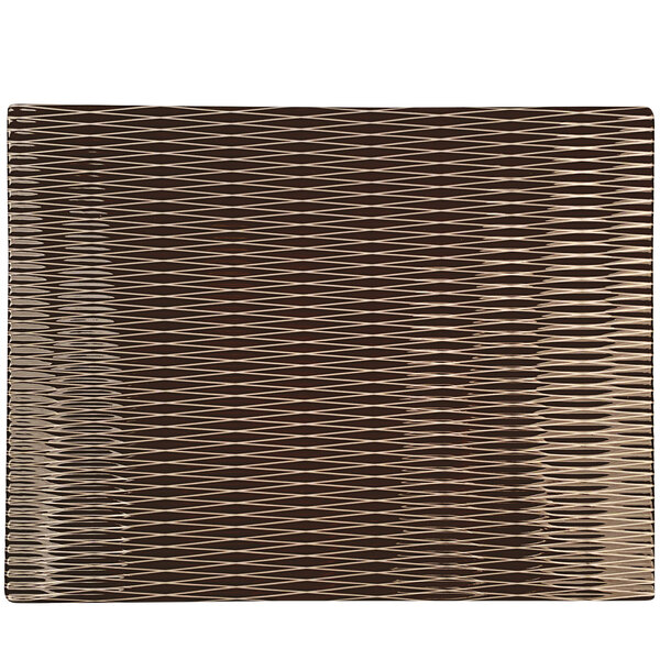A brown textured Elite Global Solutions melamine platter.