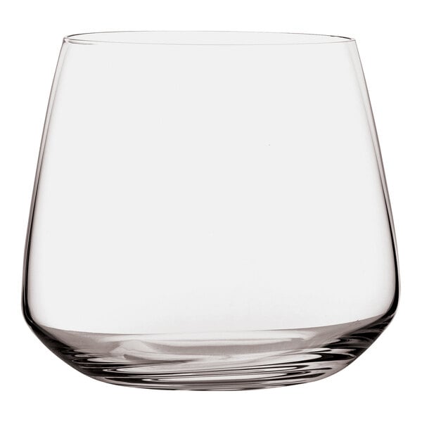 A Nude Mirage rocks glass on a white background.