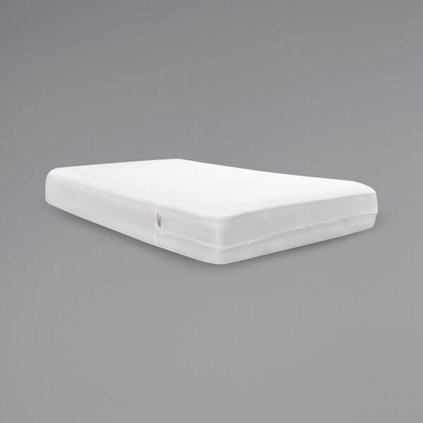 A white BedPure Twin XL size box spring encasement on a gray surface.