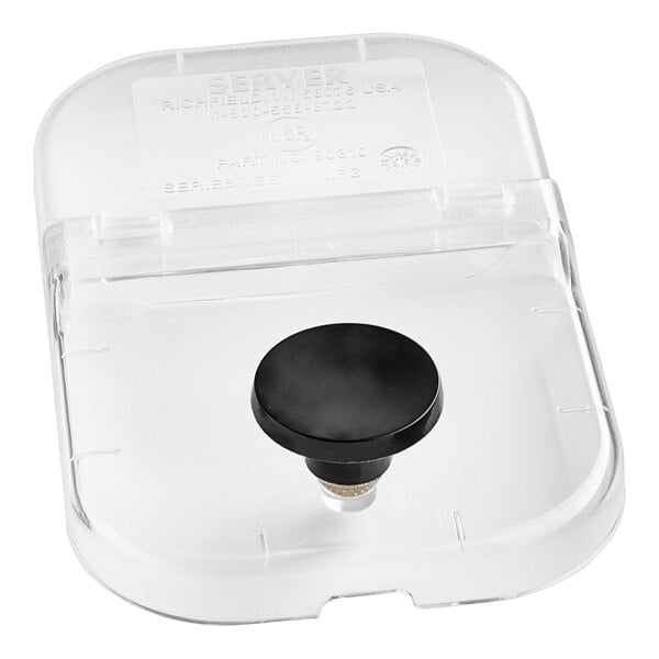 A clear plastic container with a clear plastic hinged lid.