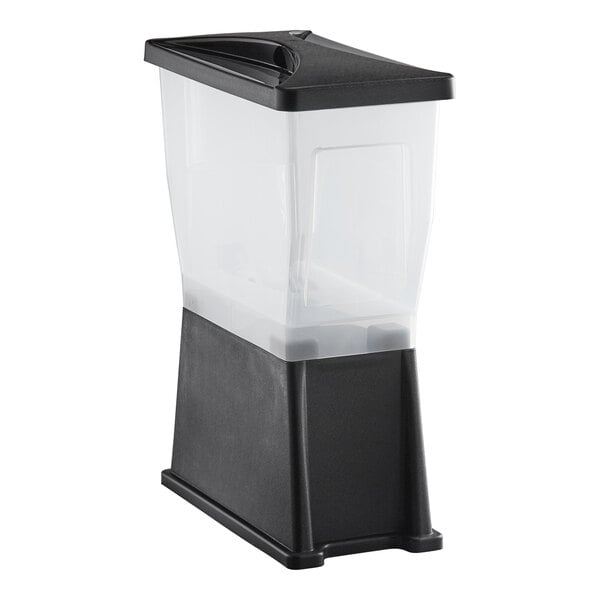 A 3-gallon slim black beverage or juice dispenser with a hands-free design.