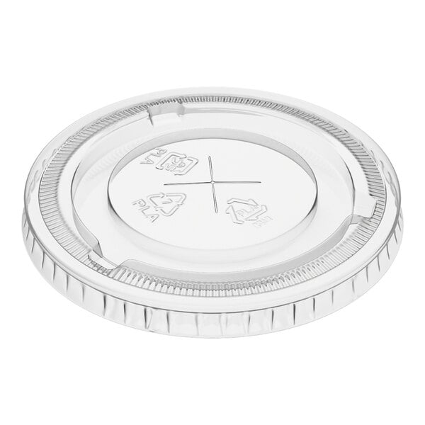 EcoChoice 10 oz. PLA Compostable Plastic Cold Cup Lid with Straw Slot - 50/Pack