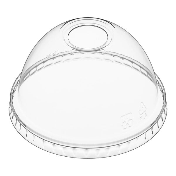 EcoChoice 9, 12, 16, 20 & 24 oz. PLA Compostable Plastic Cold Cup Dome Lid with Opening - 1,000/Case