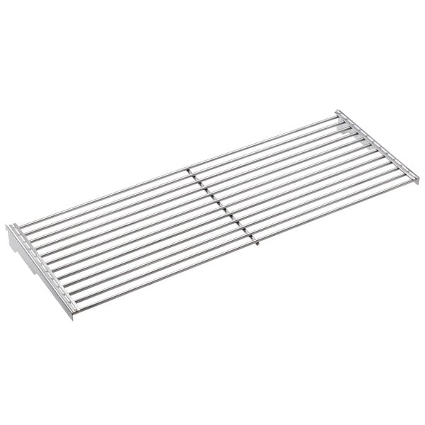 A Crown Verity stainless steel bun rack with a metal shelf.