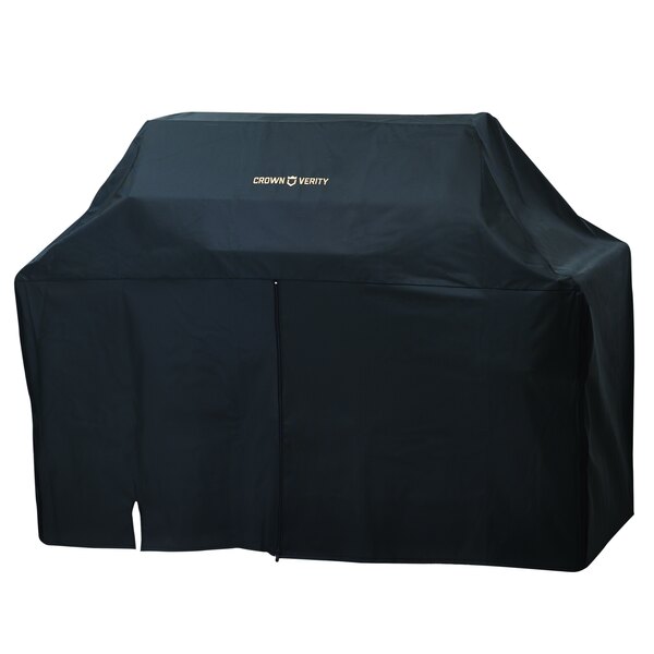 A black heavy-duty vinyl cover for a Crown Verity grill.