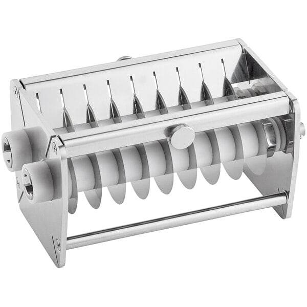 A silver metal Avantco meat stripper blade set with four blades.