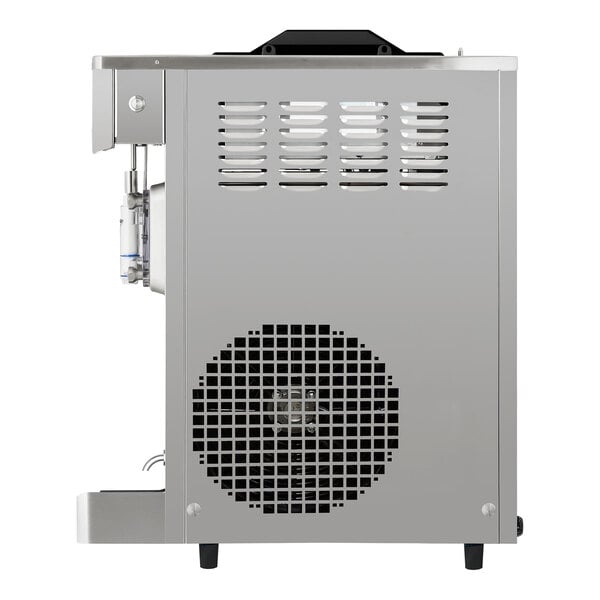 A stainless steel countertop slushy and granita frozen drink machine with two bowls.