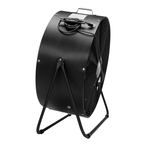 A black TPI industrial mini drum fan with a cord.