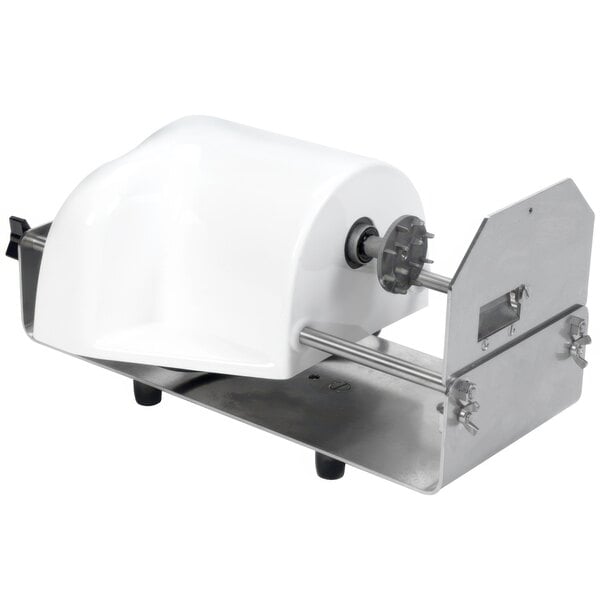 A white Nemco PowerKut wavy ribbon fry cutter with metal handles.