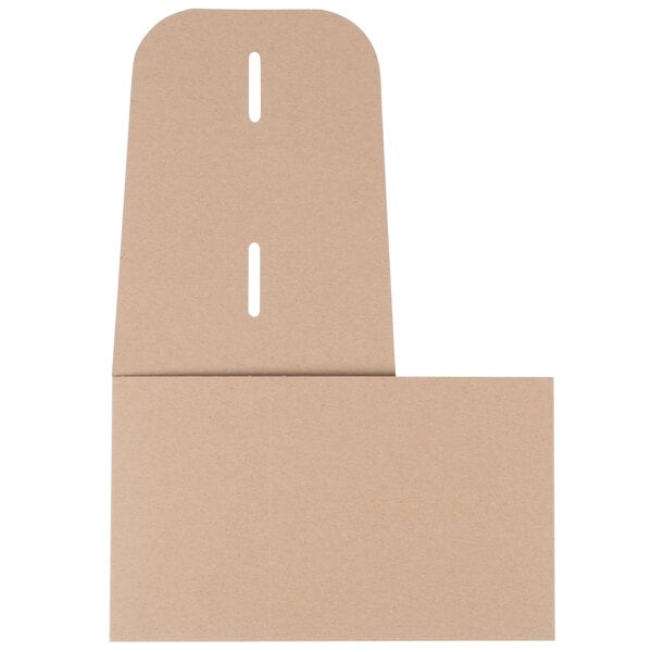 A brown rectangular cardboard caddy with holes.