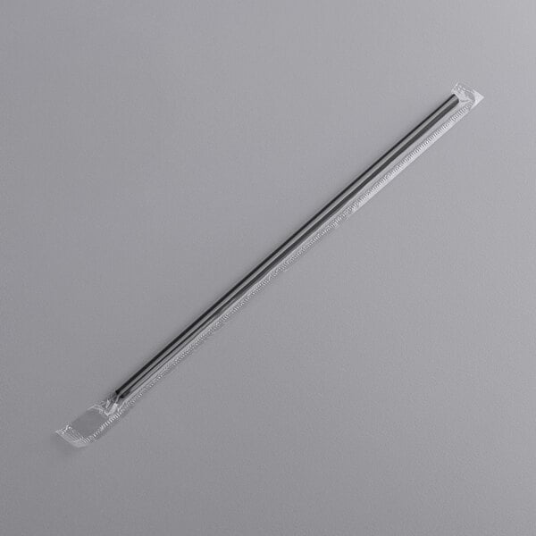 A plastic bag with black wrapped Choice jumbo straws.