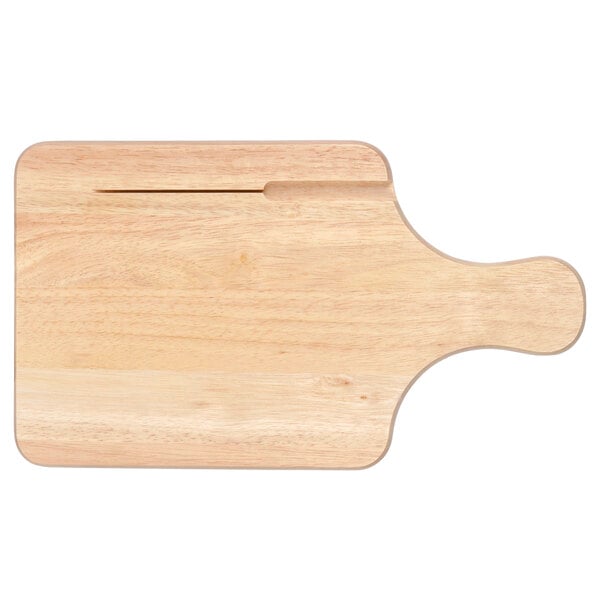 A Tablecraft bread and charcuterie board with a handle.