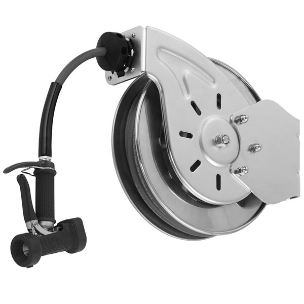 T&S B714205 50' Open Stainless Steel Hose Reel with Front Trigger Water Gun