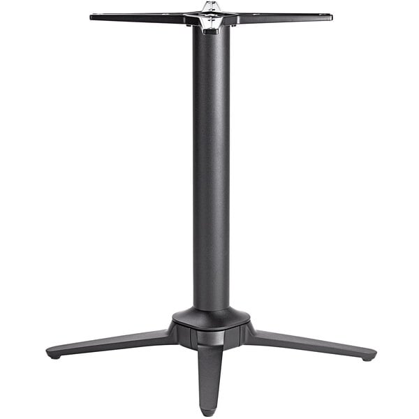 A NOROCK sandstone black powder-coated aluminum table base with a round base in black.