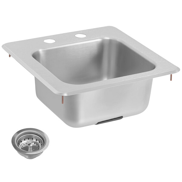 15"x 15" x 6" Stainless Steel Bar Sink w/Faucet and 3" Strainer