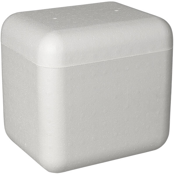 A white foam cube with a lid.