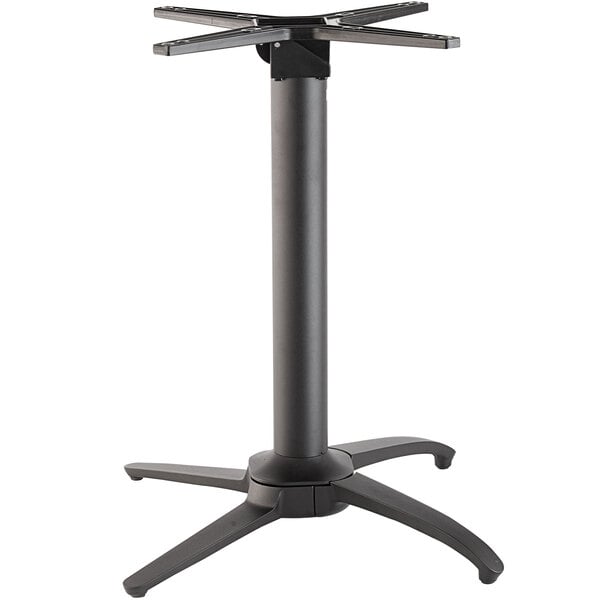 A black powder-coated aluminum NOROCK Terrace outdoor table base.