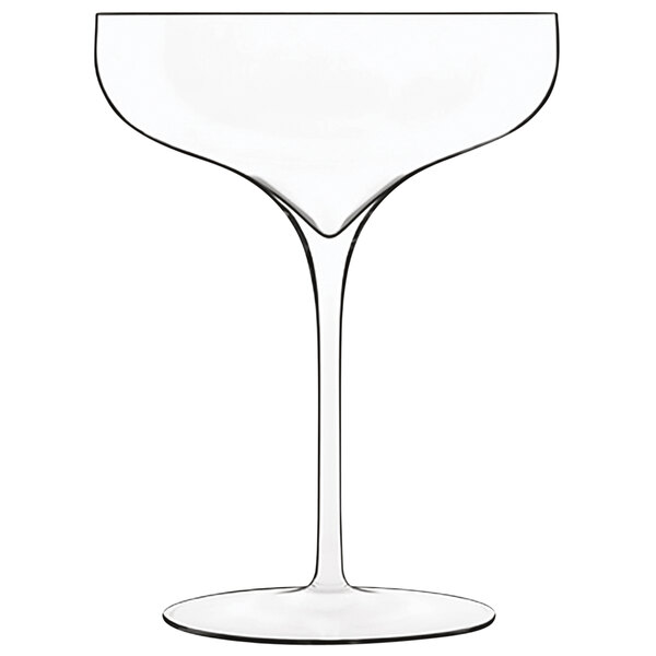 A Luigi Bormioli Vinea champagne coupe glass with a stem.