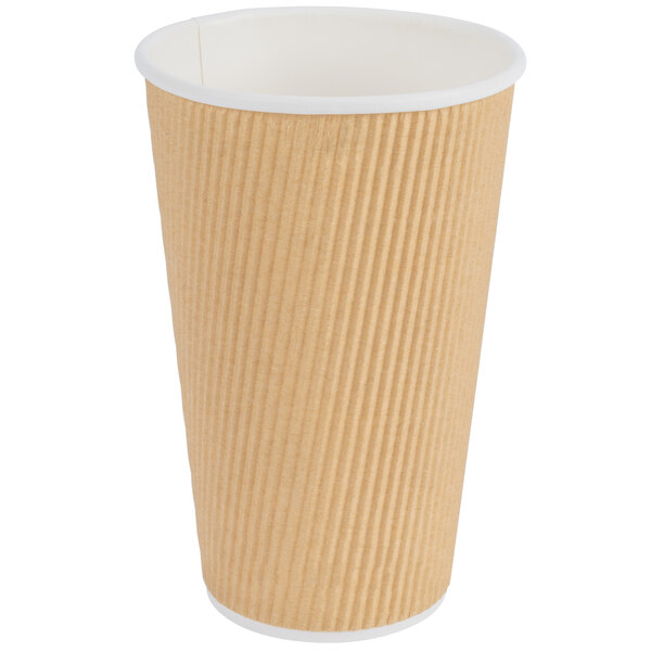 Choice 16 oz. Double Wall Ripple Kraft Paper Hot Cup - 500/Case