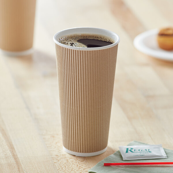 Choice 12 oz. Double Wall Ripple Kraft Paper Hot Cup - 500/Case
