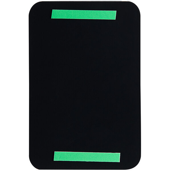 A black rectangular sign with white text and a white border.