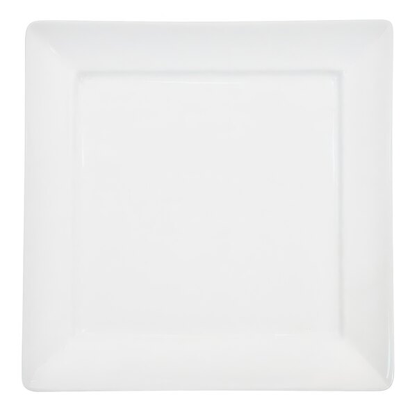 A CAC Paris white square porcelain plate with a square white border.