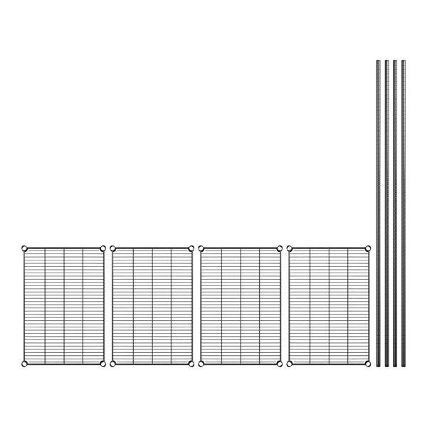 A close-up of a Regency wire shelf grid with four bars.